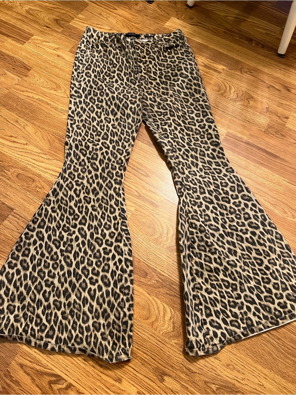 Judy Blue Leopard Flare Jeans - Tan & Black